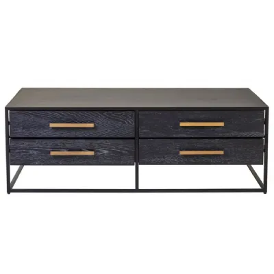 Contemporary Black Wood 4 Door Coffee Table