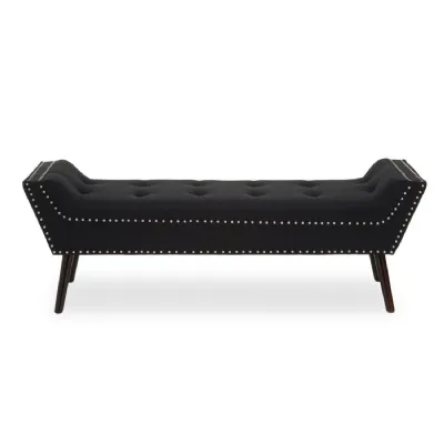 Luxe Black Fabric Bench