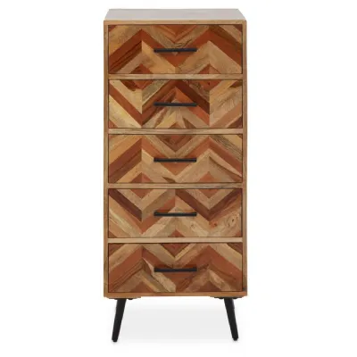 Boho Five Drawer Mango Wood Chest