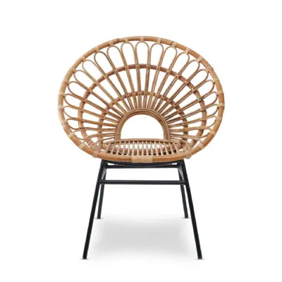 Retro Natural Rattan Flared Back Chair