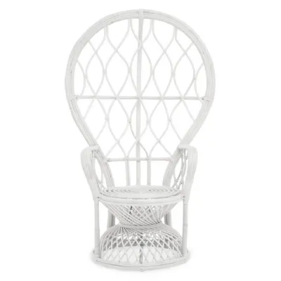 Renewable White Rattan Peacock Chair