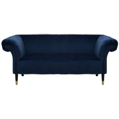 Siena Two Seat Velvet Blue Sofa
