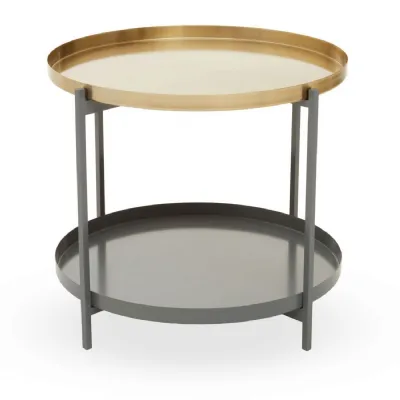 Round Gold And Grey Tray Coffee Table