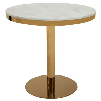 Luxe Round White Marble Top Dining Table
