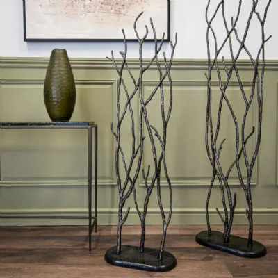 Brass Metal Decorative Screen with Black Granite Base