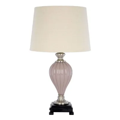 Pleated Glass Curved Base Natural Linen Shade Table Lamp