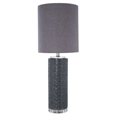Black Ceramic Art Deco Base Fabric Shade Table Lamp