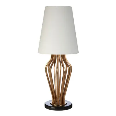 Luxe White Shade Gold Finish Curvacious Design Table Lamp