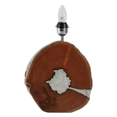 Accacia Wood Asymmetric Base Silver Filling Table Lamp
