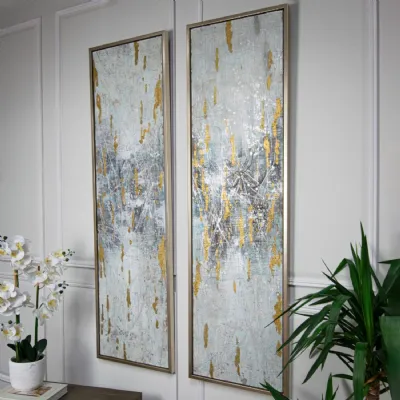 Abstract Design Set of 2 Wall Canvas Champagne Frame