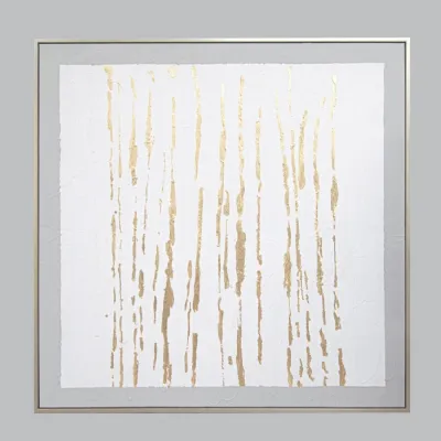 Gold Abstract Design Wall Canvas Art with Champagne Frame