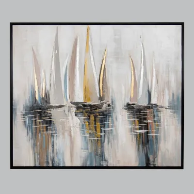 Black Gold Canvas Wood Large Landscape Wall Art