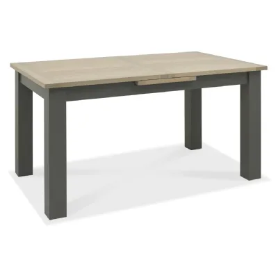 Dark Grey Painted Extending Dining Table Oak Top