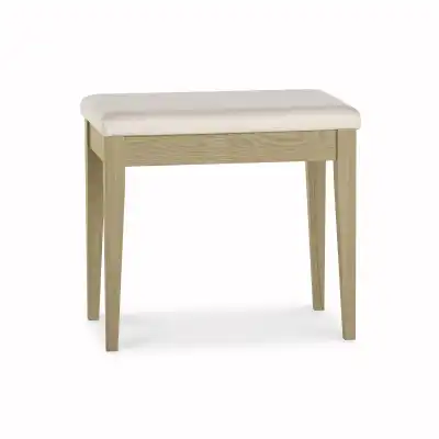 Weathered Oak Dressing Table Stool Cream Leather Cushion