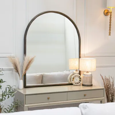 Bronze Metal Arched Design Glass Dressing Table Mirror