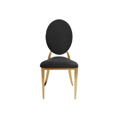 Classic Black Velvet Dining Chair with Gold Frame and Padded Backrest