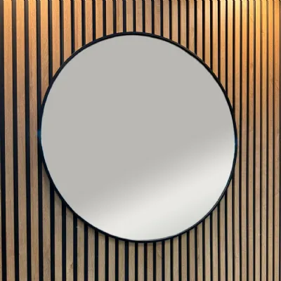 Black Metal 80cm Classic Round Wall Mirror