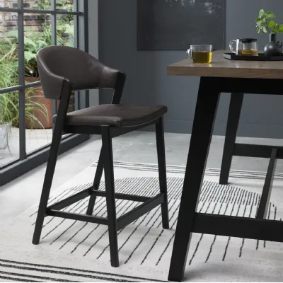 Old West Vintage Bonded Leather Bar Stool Peppercorn Frame