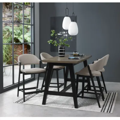 Weathered Peppercorn Oak Curved Top Breakfast Dining Bar Table