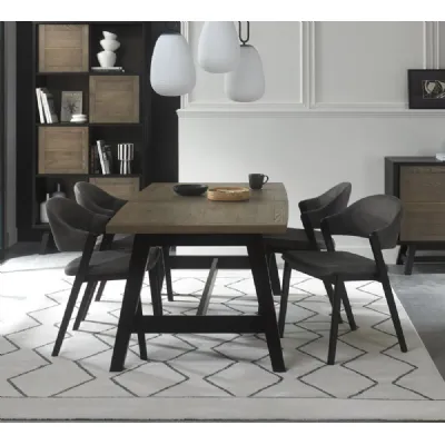 Oak Extending Dining Table Set 4 Grey Fabric Chairs