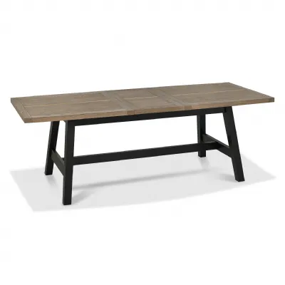Weathered Oak Extending Dining Table Brass Centre Strip