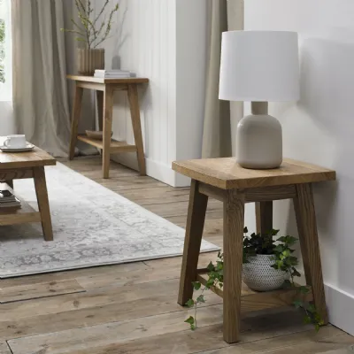 Traditional Rustic Oak 45cm Square Lamp Side Table