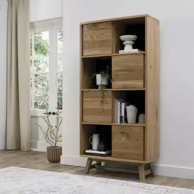Rustic Oak Display Storage Cabinet