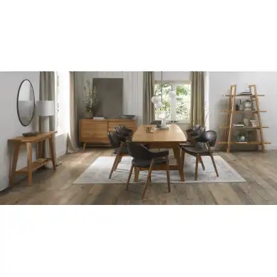 Rustic Oak Dining Table Set 6 Side Chairs 2 Arm Chairs