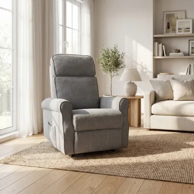 Dark Grey Fabric Rise and Recline Armchair Padded Seat