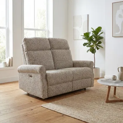 Moss Green Fabric Upholstered 2 Seater Recliner Sofa