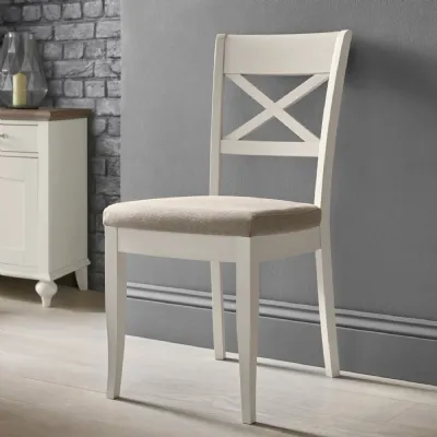 Grey Leather Beech X Back Dining Chair Pair