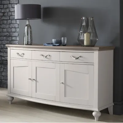 Large Grey Painted Washed Grey Oak Top Sideboard