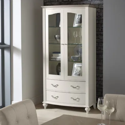 Grey Painted Washed Oak Top Glass Display Cabinet