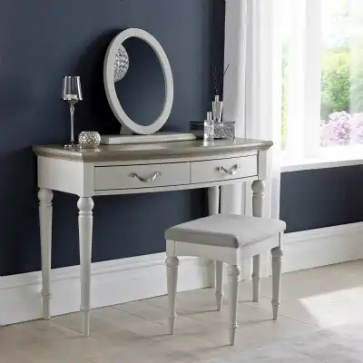 Light Grey 2 Drawer Dressing Table Washed Oak Top
