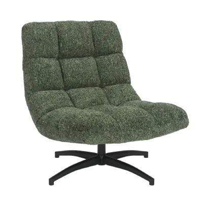 Green Fabric Occasional Relaxer Lounge Swivel Chair