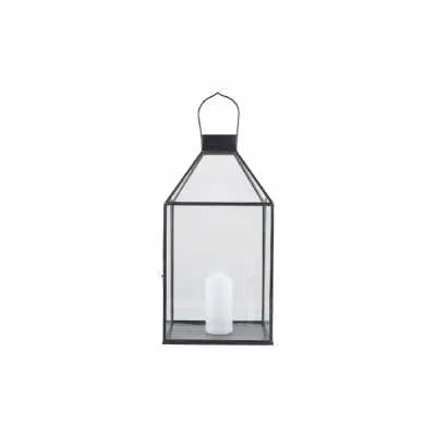 Antique Brass Metal And Glass Square Lantern