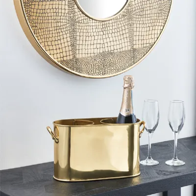 Brass Gold 2 Bottle Wine Holder with Handles