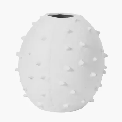 White Metal Vase with Bobbles