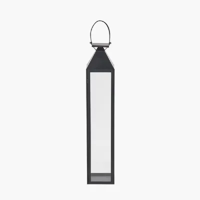 Black Stainless Steel and Glass Large Tall Lantern