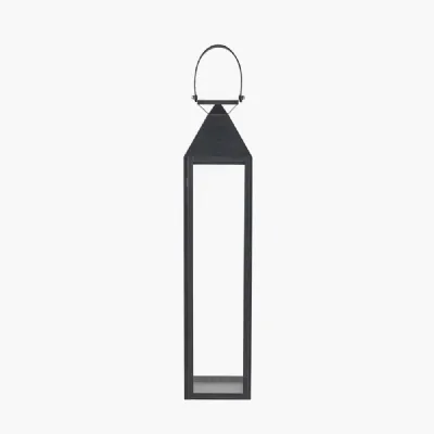 Black Stainless Steel and Glass Medium Tall Lantern