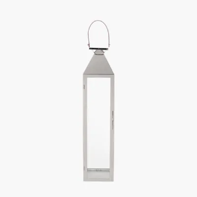 Silver Stainless Steel and Glass Medium Tall Lantern