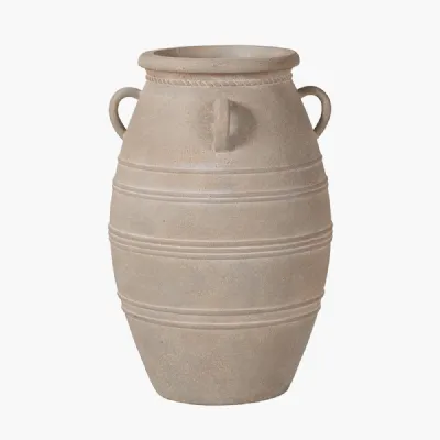 Grey Wash Fibrestone Decorative Vase with Handles