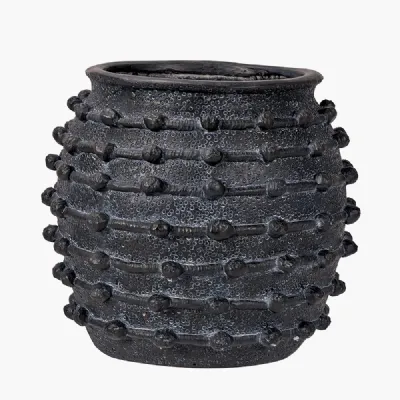 Black Bobble Fibrestone Decorative Planter Large