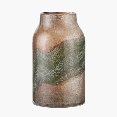 Valtellina Brown and Green Glass Vase