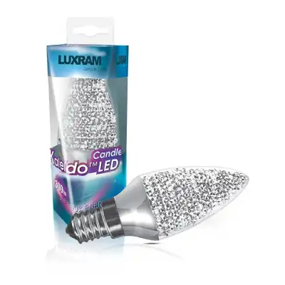 Kaleido LED Candle E14 Dimmable 3.5W Warm White 3000K, 250lm, Chrome Finish, 3yrs Warranty