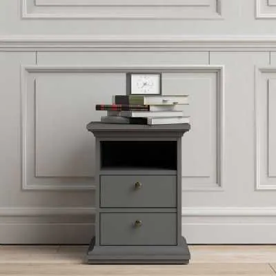 Matt Grey 2 Drawer Bedside Cabinet