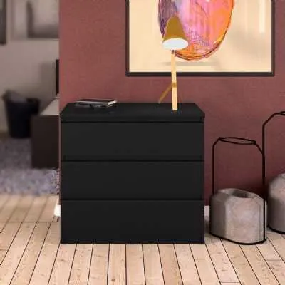 Black Matt Small Chest of 3 Drawers