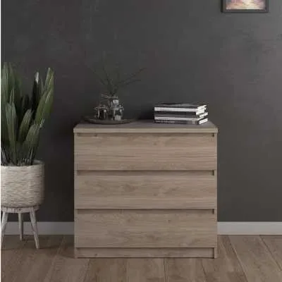 Small Chest of 3 Drawers in Jackson Hickory Oak Effect Finish