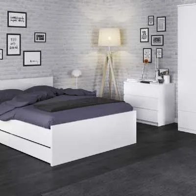 White High Gloss Small 3 Drawer Chest With Recessed Handles