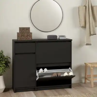 Matt Black Shoe Storage Cabinet